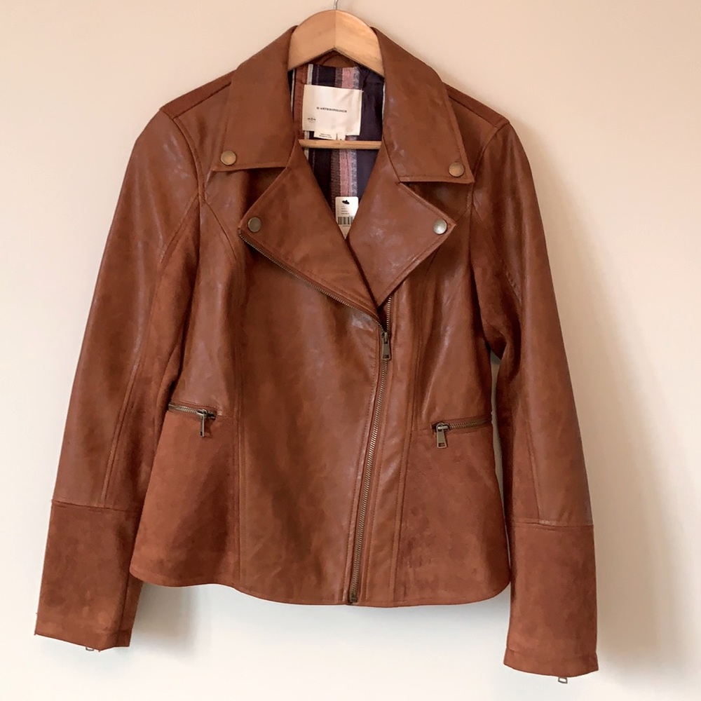 NWT Anthropologie Brown Biker Jacket- Size M